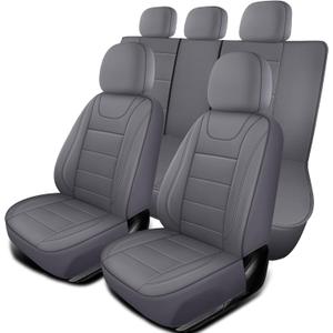 Car Seat Covers, Quilting Leather Seat Covers Full Set, Waterproof Faux Leather Automotive Seat Covers for Cars,Universal Car Seat Protectors Fit for Suvs,Trucks,Airbag Compatible (N4)