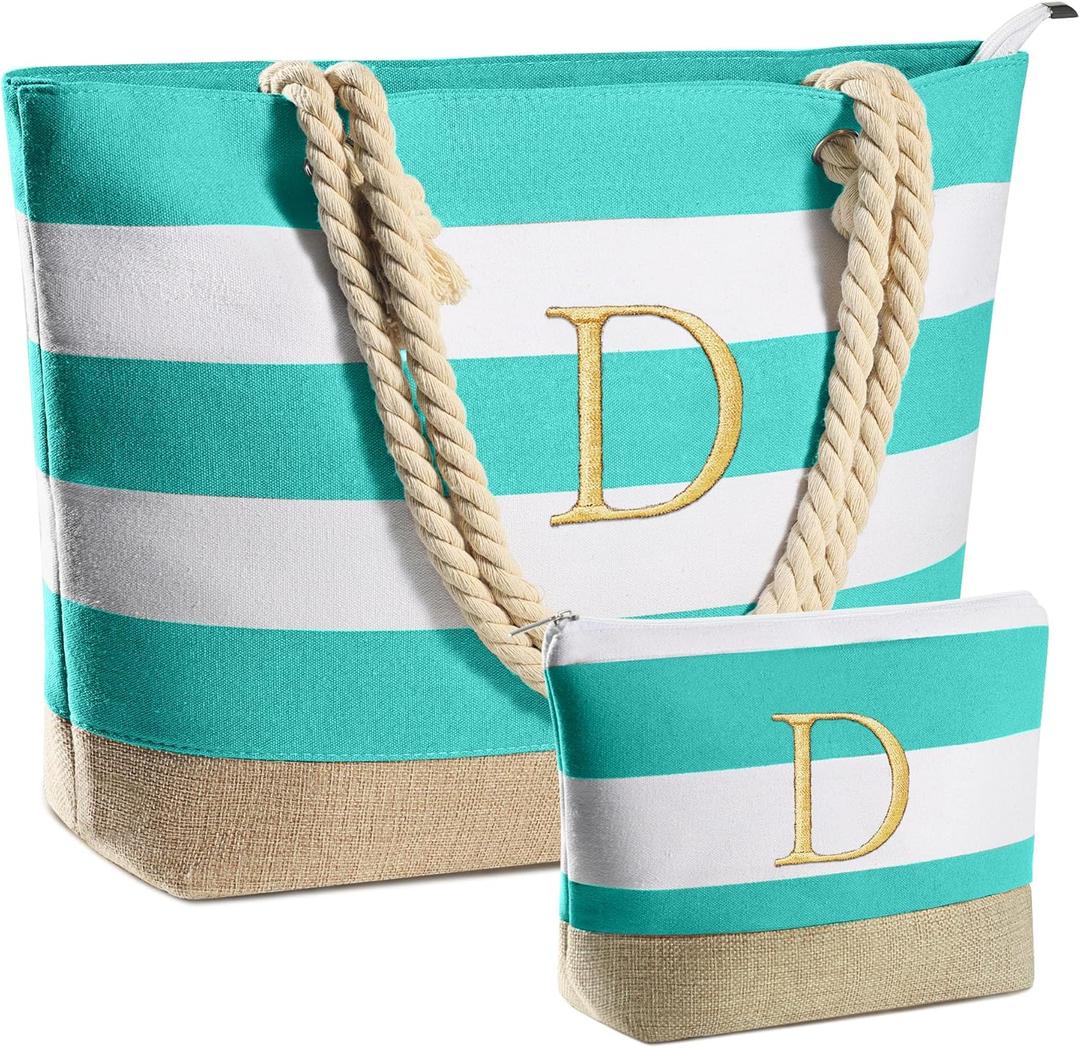 YOOLIFE Beach Bags for Women - Travel Canvas Beach Tote, Pool Waterproof Bag, Travel Essentials, Gifts for Women Birthday (Blue)