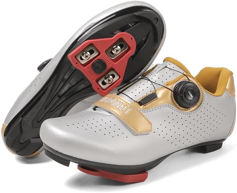 Cycling Shoes, Unisex Delta Cleats Compatible, Indoor Peloton and Outdoor Road Bike Shoes for Men and Women (Silver, Size: 12 Women/10 Men)