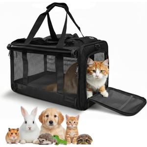 Pet Carrier for Medium-Small Cats, Collapsible Cat Carrier and Soft-Sided Pet Carrier for Medium Big Cats and Puppy Up to 17lbs, 2-Way Entry with Privacy Cover, Travel Bag L18.12”X11.81”X11.81”