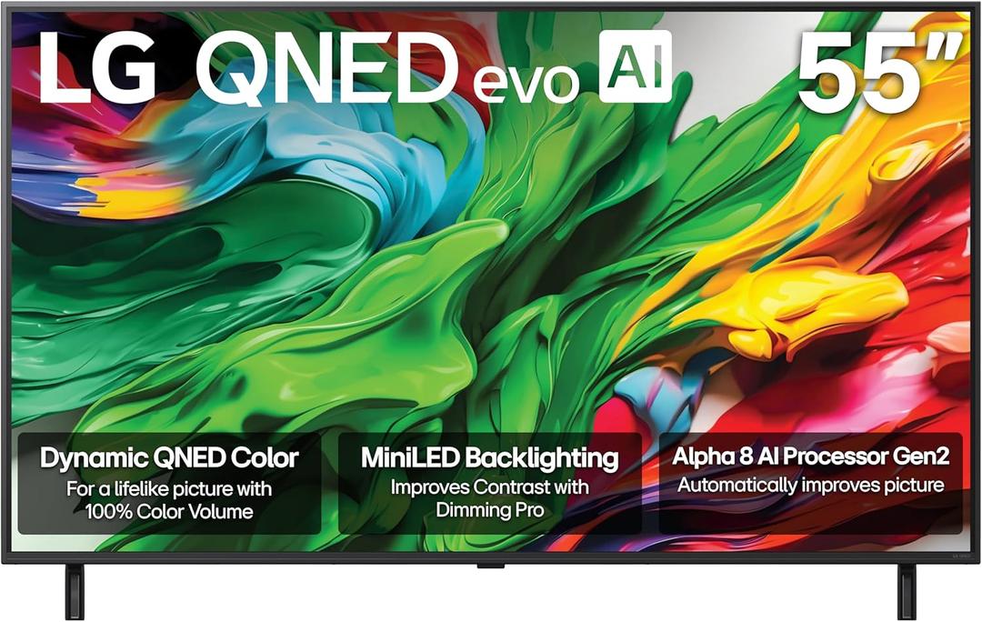 LG 55-Inch Class QNED evo AI QNED85A Series Mini LED 4K Smart TV w/AI Picture, AI Sound, HDR10, AI Super Upscaling 4K, Filmmaker Mode, Wow Orchestra, Alexa Built-in (55QNED85AUA, 2025)