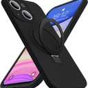 Designed for iPhone 14 Plus Case with Magnetic Invisible Stand Compatible with Mag-Safe Military Drop Tested Shockproof Silicone Phone Cases for Women Men 6.7'', Black 251009