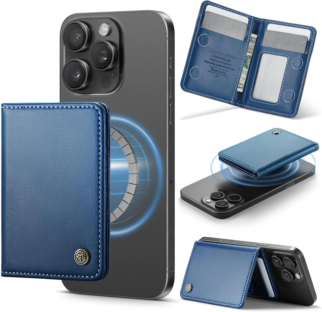 Defencase for Magsafe Wallet Magnetic Card Holder RFID Blocking, PU Leather Minimalist Phone Wallet for MagSafe Phones and Cases for iPhone 17/16/ 15/14/ 13/12/ Pro/Max/Plus/Air, Dark Blue