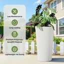 23.6" H Tall Planters for Outdoor Plants Set of 2 - Fluted Large Outdoor Planters for Front Porch Decor with Drainage Hole, Plastic Round Flower Pots Fits Indoor Plants Patio/Garden, White
