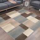 Superior Indoor Large Area Rug, Jute Backed, Perfect For Entryway, Office, Living/ Dining Room, Bedroom, Kitchen, Modern Geometric Patchwork Floor Decor, Clifton Collection, 8' x 8', Grey