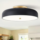 ONESMING Dimmable LED Ceiling Light Fixture, 2700K6000K 5CCT Modern MidCentury Semi Flush Mount Ceiling Light, Black Close to Ceiling Lamp for Bedroom, Living Room, Kitchen, Laundry Room, 15.7in