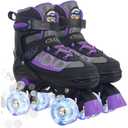 Nattork Roller Skates for Kids Boys Girls, 4 Size Adjustable Rollerskates with Light Up Wheels for Children Beginners for Outdoor Indoor, US 13C-2Y