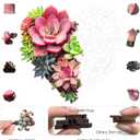 Ruikiyart Wooden Puzzles for Adults 500 Pieces,Heart Succulent Jigsaw Puzzles for Adults Mom Grandmother,Unique Shaped Flower Plant Liberty Puzzles,Fun Challenging Family Games Gifts,17.3"x18.4"