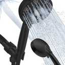 High Pressure Shower head with Handheld 7 Modes, Built-in Power Wash to Clear Tub. Tile & Pets, 5 High Flow Hand Held Hydro Rain Showerhead with Stainless Steel Hose and Adjustable Bracket-Matt Black