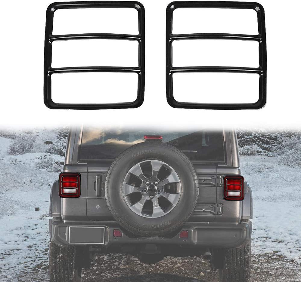 JeCar Metal Tail Light Guard Cover Compatible with Jeep Wrangler 2018-2023 JL Sport/Sports - Pair (Rugged Off Road) (Glossy black)