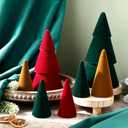 7 Pcs Christmas Velvet Trees Set Neutral Xmas Decoration Modern Christmas Cone Trees 4 Sizes Xmas Tabletop Centerpieces Flocked Farmhouse Decor for Kitchen Holiday Party Mantel Tiered Tray Gifts