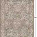Vintage Moss Green Entryway Rug, 3x4 Washable Area Rugs for Kitchen, Bathroom, Bedroom, Oriental Low Pile Stain Resistant Non-Slip Small Throw Rug