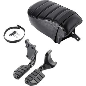 Passenger Pillion Seat with Passenger Anti Vibration Rubber Footpeg Mount Kit fits for Harley 2016-2022 Sportster Iron 883 XL883N Models