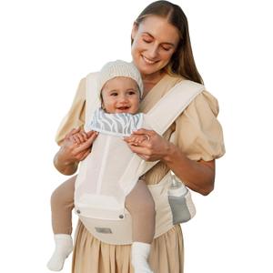 MOMTORY Baby Carrier, Baby Holder Carrier Newborn to Toddler - Ergonomic, Plus Size Friendly, Cozy and Breathable Baby Carrier with Hip seat for 7-50lbs (Cream)