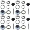4 Sets 3500 lbs L68149 L44649 Bearing Kits for 1-3/8'' to 1-1/16'' #84 Spindle Boat Trailer Axle Bearing Kits with 171255TB Grease Seals,1.98'' Dust Caps & Cotter Pins