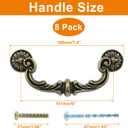 Biaungdo 8 Pcs 150mm/6 Inch Hole Center Pull Handles, Zinc Alloy Rustic Vintage Style Drop-Down Bail Swing Dresser Pull Handle Antique Drawer Handles for Kitchen, Cabinet (Yellow Bronze)
