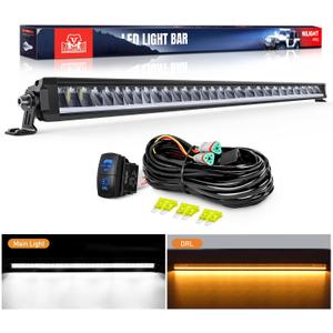 Nilight LED Light Bar with Amber DRL 40.3 Inch 165 W Single Row Anti-Glare Flood Spot Combo DRL Slim Offroad Light IP68 w/ 14 AWG DT Wiring Kit for Pickup Truck SUV ATV UTV Boat 4x4