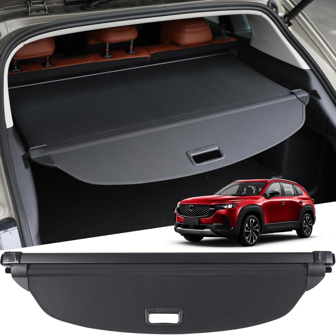 OEM Style Cargo Cover for Mazda CX50 CX 50 Hybrid 2025 2024 2023 Accessories, Retractable Trunk Cover Security Shield Shade Privacy Screen with 2pcs Car Headrest Hooks for 2026 Mazda CX-50