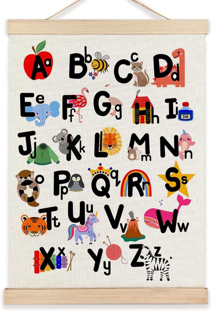 RYYCDOI Alphabet Wall Decor, Alphabet Educational Wall Art Poster, Nursery Wall Decor, ABC Learning Posters Wall Decor for Classroom Toddler Kids Nursery Room Playroom, 12x16 Inches