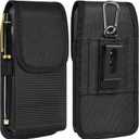 Cell Phone Holster with Card Holder Pouch Belt Clip Men for iPhone 17 Air 16 15 14 13 12 11 Pro Max Plus Samsung Galaxy S25 S24 S23 S22 Plus FE, L-Black
