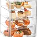 Pastry Display Case, 4-Tier Adjustable Clear Bread Storage with Magnetic DoorBread Box for Kitchen Countertop, 15.7x11.8x9.8inch (4 Tier, 1 Pack)