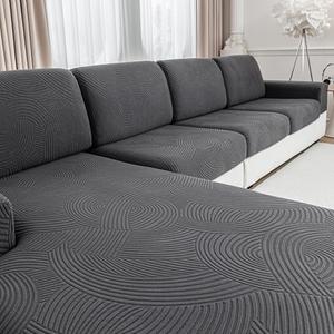 QIANMEW Couch Cushion Covers for Sectional and L Shaped Sofa, Stretch Soft Sofa Covers Washable Wear Resistant Slipcovers Furniture Protector Pet-Friendly (2Pcs Back Couch Cover, Dark Gray)