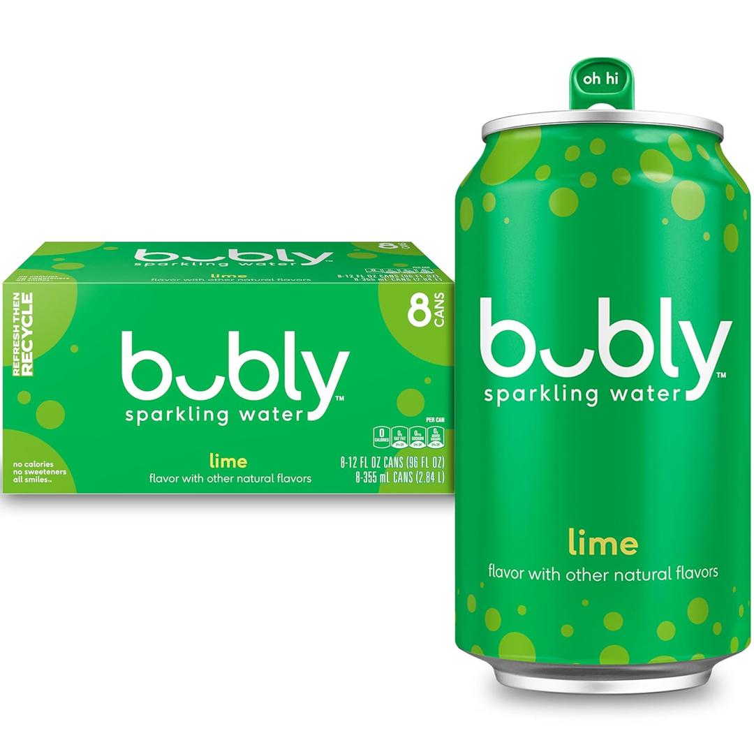 Bubly Sparkling Water, Lime, Zero Sugar & Zero Calories, Seltzer Water,12 Fl Oz Cans (Pack of 8), Best By 02/2035 Bubly Sparkling Water, Lime, Zero Sugar & Zero Calories, Seltzer Water,12 Fl Oz Cans (Pack of 8), Best By 02/2035