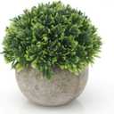 Artificial Boxwood Faux Plant Indoor- Topiary Small Desk Plant Decor for Bedroom Office Cubicle Shelf Decor Window Will Plant Shelf Decoration Dorm Kitchen Counter, Farmhouse Home Decor Accent