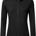 MoFiz Women's Full Zip up Athletic Jackets Fleece Lined Sports Running Track Jacket Stretchy Workout Tops with Pockets (Medium, 2024-black-fleece)