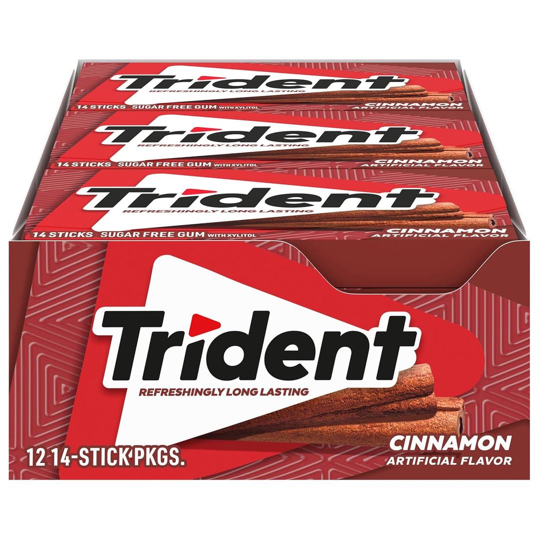 Trident Cinnamon Sugar-Free Chewing Gum, 12 Packs of 14 Pieces (168 Total Pieces) Trident Cinnamon Sugar-Free Chewing Gum, 12 Packs of 14 Pieces (168 Total Pieces)