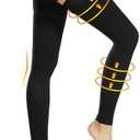 Ailaka Medical Compression Stockings for Women Men, Thigh High Footless 20-30mmHg Graduated Compression Socks with Silicone Band for Varicose Veins, Edema, Post-Surgery, Size Large