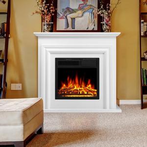 36 Electric Fireplace Mantel Freestanding Electric Fireplace, Remote Control, Adjustable Led Flame, 750W/1500w PEARLWHITE
