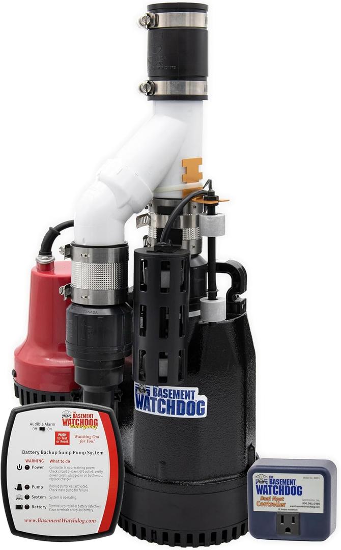 THE BASEMENT WATCHDOG Combo Model CITE-33 1/3 HP Primary and Battery Backup Sump Pump System with 24 Hour a Day Monitoring Controller