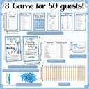 Dunzoom 461 Pcs Funny Baby Shower Games with Prizes for Guests Game Player Winners Gifts Include Plastic Tumbler Notebook Ballpoint Pen Gift Bag, All in One Set(Blue)