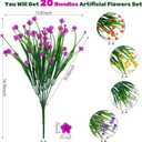 Lnoicy 20pcs Artificial Fake Flowers,Plastic Flowers for Outdoor Decoration, UV Resistant Faux Flowers Shrubs, Artificial Plants for Indoor Outside Garden Home Wedding Farmhouse5 Color