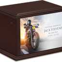 GetUrns Heritage Everlasting Expressions Adult Cremation Urn Memorial Box for Ashes with Custom Printing (Motorcycle)