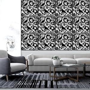 12 PCS Partitions Panel Screen Hanging Room Divider Made of Environmentally PVC for Decorating Bedroom Dining Study and Sitting-Room, Hotel Bar and Restaurant (12 Psc Black Bird)