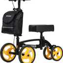 ELENKER Steerable Knee Scooter, Foldable Knee Walker with Basket Dual Braking System, Knee Scooters for or Angle and Injured Foot Broken Black