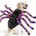 Camlinbo 24 LED Spider Dog Halloween Costume for Small Medium Large Dogs, Furry Spider with LED Lights Puppy Pet Costume Outfits Clothes Funny Halloween Costume Party Cosplay (Orange)