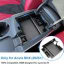 2025 2026 RDX Center Console Organizer for Acura RDX (Base/Technology/A-Spec/Advance/A-Spec Advance), Durable ABS Plastic&Anti-Slip Rubber Armrest Tray Insert 2026 RDX Accessories
