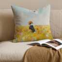 Floral Beagle Pillow Covers 18x18, Beagle Mom Lover Gifts for Women, Watercolor Wildflower Field Dog Decorative Throw Pillow Covers for Home Living Room Bedroom Sofa Couch