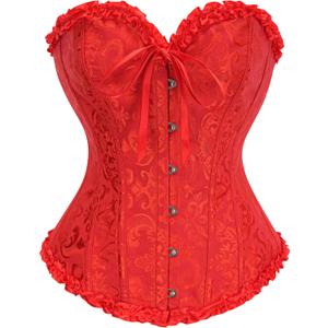 SZIVYSHI Corset Tops for Women, Bustier Shapewear Lingerie, Lace Waist Push Up Bodysuit (Large, Red)