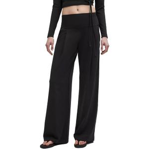 SUUKSESS Women Casual Palazzo Pants with Pockets 2025 High Waisted Lounge Wide Leg Pant (Black, M)