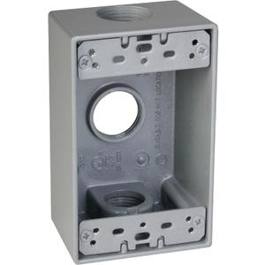 TayMac SB375S Weatherproof Box, 1-Gang, (3) 3/4-Inch Outlets, Gray