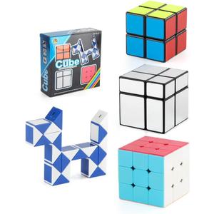 Cuberspeed Beginners Speed Cube Set 3x3 Speed Cube 2x2 Mirror Cube 2x2x2 Stickerless Sanke Twist Puzzle Cube