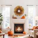 Fall Wreaths for Front Door 24 Inch Large Artificial Autumn Wreath with Eucalyptus Leaves Harvest Thanksgiving Indoor Outdoor Decor Porch Window Wall Farmhouse Rustic Hanging Door Decorations