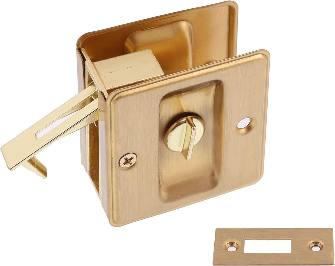 idh by St. Simons 25411-004 Premium Quality Solid Brass Pocket Privacy Door Pull, Satin Brass