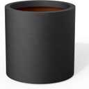 Kante 12.6" Cylinder Concrete Planter, Round Plant Pot with Drainage Hole for Indoor Outdoor Use, Suitable for Flower, Trees, Succulents, Black Finish with Painted Interior