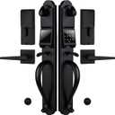 Heavy Duty keypad Double Door Handleset with Lock for Front Door, Electronic Keyed & Dummy Set, Matte Black Finish