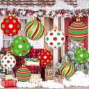 Wonderjune 15 Pieces Large Christmas Ball Yard Decors Include 5 Pcs 11.8 Inch Outdoor Christmas Hanging Ornament 10 Pcs 7.9 Inch Plastic Xmas Ball Ornaments for Lawn Tree Home Decors (Polka Dot)